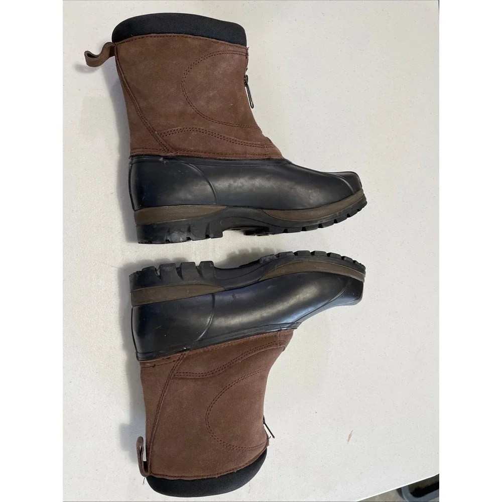 Comfortemp Men's Mid Calf Leather and‎ Rubber Winter Duck Boots Size 9 Brown